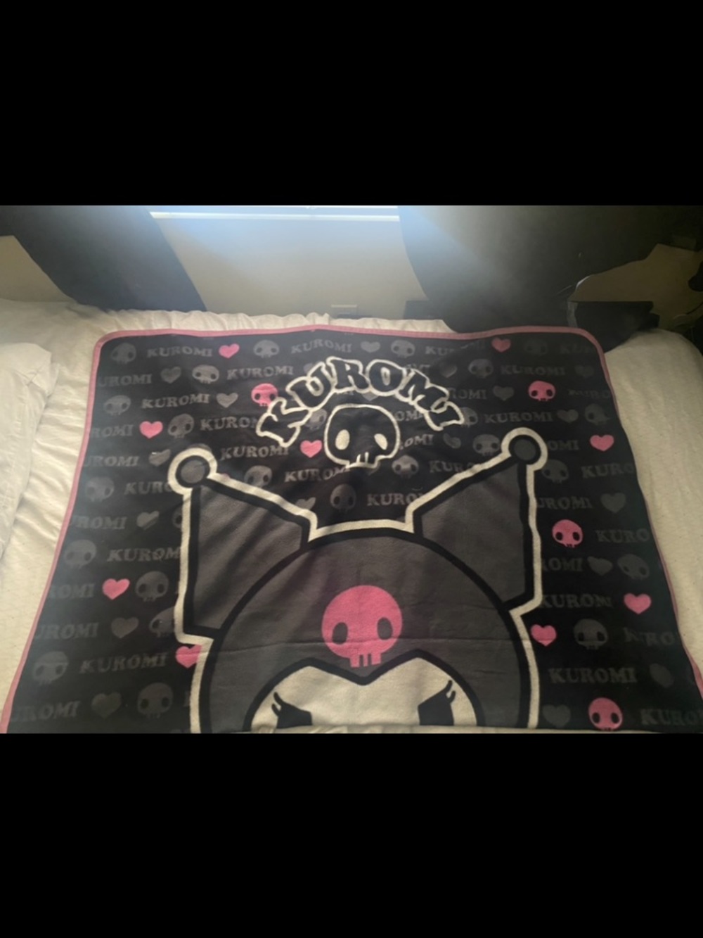 Hot Topic Kuromi Black Pink Plush Throw Blanket